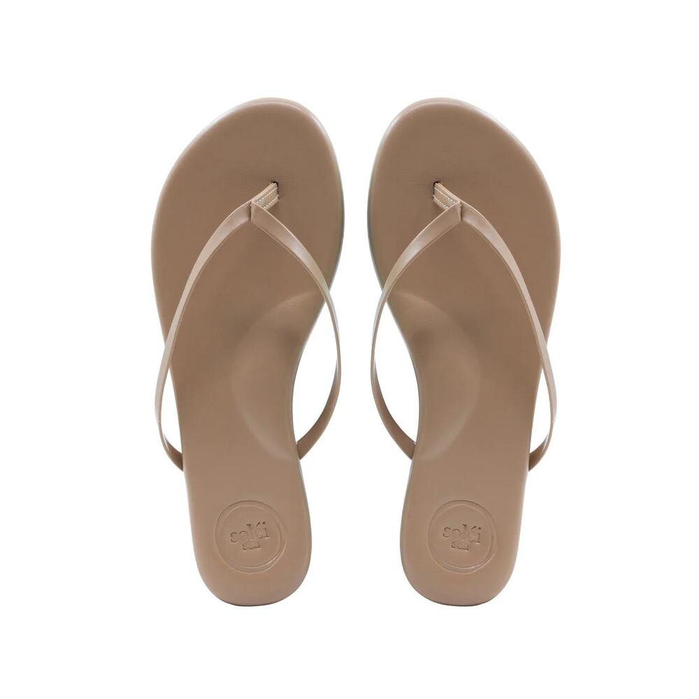 SOLEI SEA Tan Sandals Minimalist Design BRAND NEW
